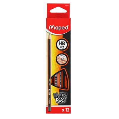 Карандаш чернографитный Maped Black Peps HB, трёхгранный