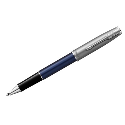 Ручка-роллер Parker Sonnet Sand Blasted Metal&Blue Lacquer, 0,8мм, черн, подар/уп 2146639