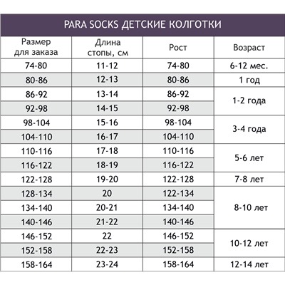 Махровые колготки для девочки Para socks