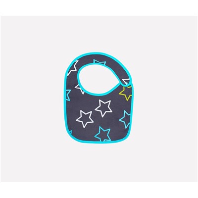 Нагрудник для мальчика Crockid К 8518 голубые звезды на темно-сером