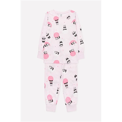 Пижама для девочки Crockid К 1512 панды в космосе на нежно-розовом