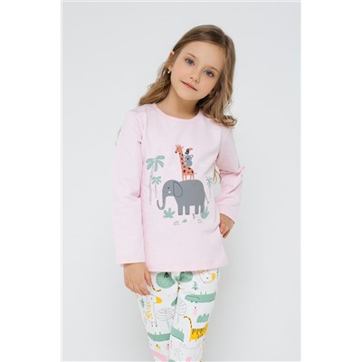 Пижама для девочки Crockid К 1566 нежно-розовый + звери африки на сахаре
