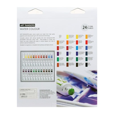 Краски акварельные 24 цвета в металл тубе 12 мл, в картонной коробке 2397329