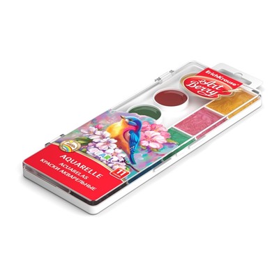 Акварель 11 цветов ErichKrause ArtBerry Pearl, перламутровая, с УФ-защитой, с увеличенными кюветами XXL, пластик, европодвес, без кисти