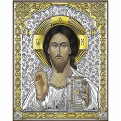 Иисус Христос Икона Ekklesia silver art 13,7 х 17,2 см на деревянной основе, золочение 999.95, серебрение 999.95