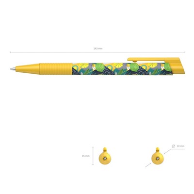 Ручка шариковая автоматическая ErichKrause "ColorTouch Lime", узел 0.7 мм, синяя, тонкое письмо, резиновый держатель, матовый корпус Soft-touch с ярким принтом
