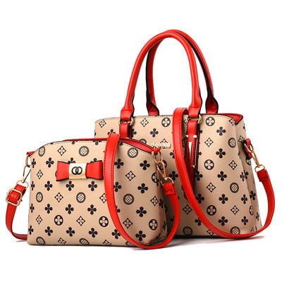 Набор сумок из 2 предметов, арт А8, цвет:красно-бежевый