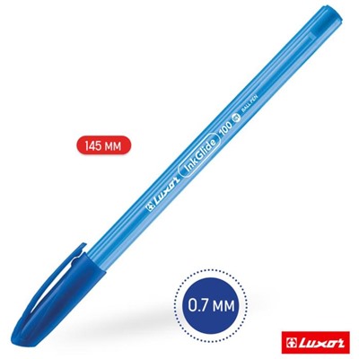 Ручка шариковая Luxor InkGlide 100 Icy синяя, 0,7мм, трехгран 16702/12 Bx