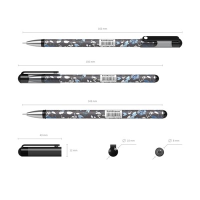 Ручка гелевая ErichKrause Frozen Beauty Stick, узел 0.38 мм, грип, чёрная
