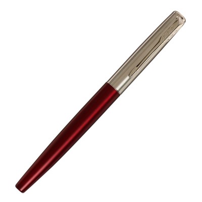 Ручка подарочная шариковая в кожзам футляре, корпус бордо с серебром