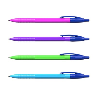 Ручка шариковая автоматическая ErichKrause R-301 Neon Matic, узел 0.7 мм, чернила синие, длина линии письма 2000 метров