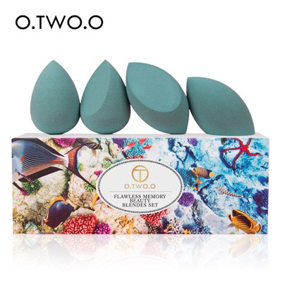 Набор спонжей O.TWO.O Flawless Memory Beauty Blendes Set 4 шт. (Бирюза)