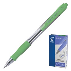 Ручка шариковая автоматическая PILOT Super Grip, резиновый упор, 0.7 мм, масляная основа, стержень синий, корпус зелёный