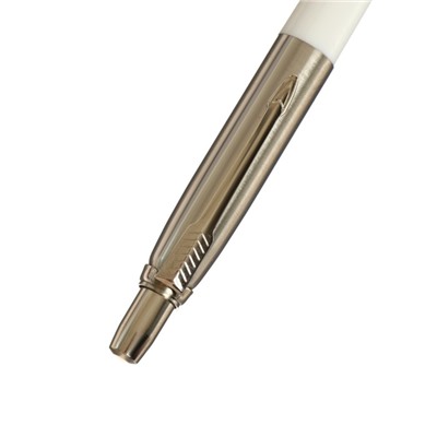 Ручка подарочная шариковая в кожзам футляре, автоматическая, корпус белый, серебро
