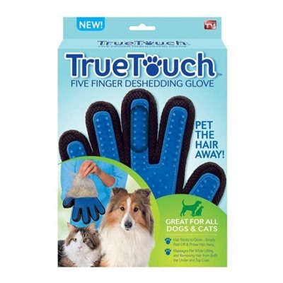 Перчатка для вычесывания шерсти домашних животных True Touch