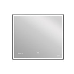 Зеркало Cersanit LED 011 design 100x80 см, с подсветкой, часы, металл. рамка, прямоугольное   758380