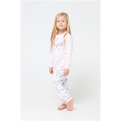 Пижама для девочки Crockid К 1541 нежно-розовый + зебры на белом