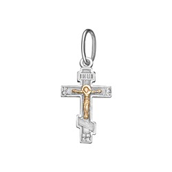 042-08 Крест комбинированый серебро+золото штампованный