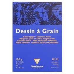 Блокнот для рисунков, А4, 180 г/м2, Clairefontaine 30 листов, склейка, лист белый, зернистый