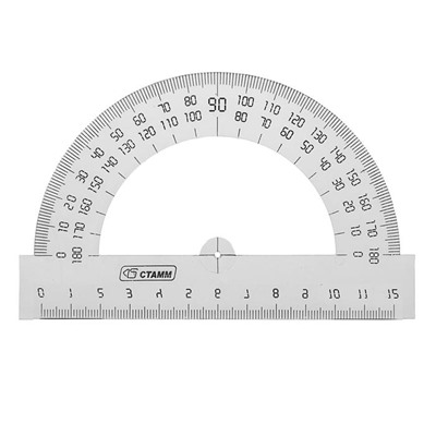 Транспортир 180°/12 см Стамм, прозрачный