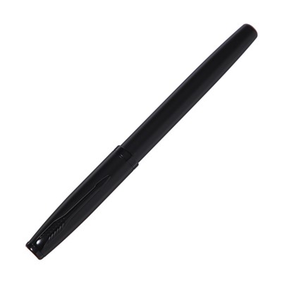 Ручка подарочная перьевая в кожзам футляре, корпус матовый черный