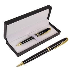 Ручка подарочная шариковая Calligrata, в кожзам футляре, поворотная Черная с золотом