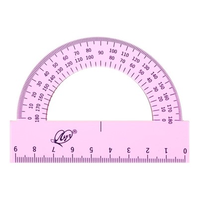 Набор чертёжный 4 предмета (линейка 15 см, угольник 30 °/ 60 °, 10 см; угольник 45 °/ 45 °, 8 см; транспортир 180 °, 9 см), прозрачный розовый