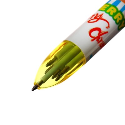 Ручка шариковая автоматическая "Новый год", 6-ти цветная, МИКС