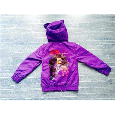 Демисезонная мембранная куртка Monster High (Школа Монстров) цвет сиреневый. Модель 3D с ушками