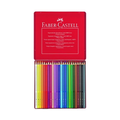 Карандаши 24 цвета Faber-Castell GRIP 2001 трёхгранные, в металлической коробке