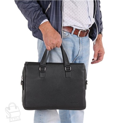 Портфель мужской кожаный 19-6619-15H black Heanbag