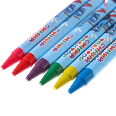 Восковые карандаши, набор 6 цветов, Синий трактор