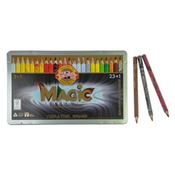 Карандаши 24 цвета Koh-I-Noor 3408 Magic + карандаш-блендер, в металлическом пенале