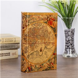 Сейф-книга дерево кожа "Старинные карты мира" 21х13х5 см