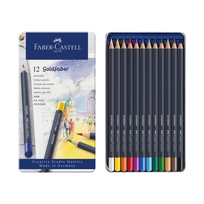 Карандаши художественные Faber-Castell 12 цветов, в металлической коробке