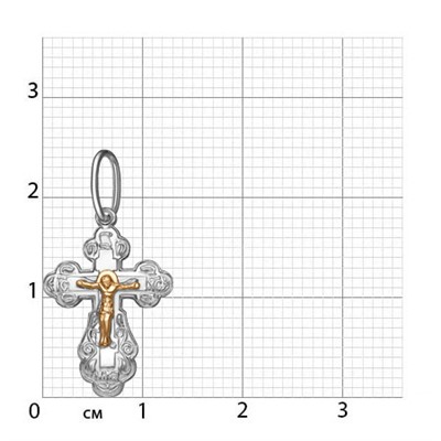 225-08 Крест комбинированый серебро+золото штампованный