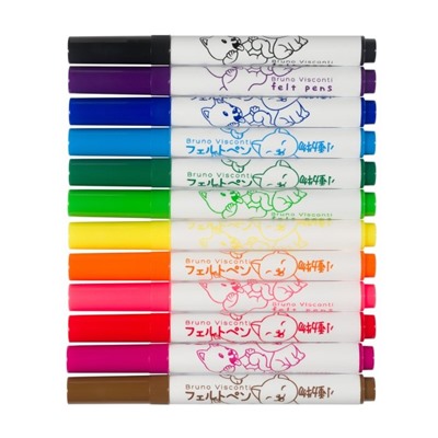 Фломастеры с утолщённым стержнем 12 цветов Joycolor Mini, в пластиковом кармане, МИКС