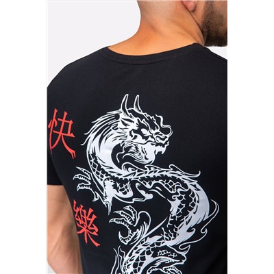 Мужская хлопковая футболка с принтом дракон Happy Fox