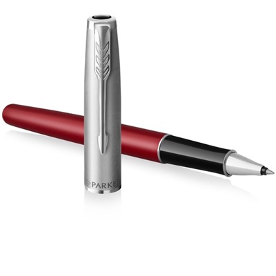 Ручка-роллер Parker Sonnet Sand Blasted Metal&Red Lacquer, 0,8мм, черн, подар/уп 2146770