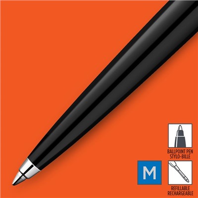 Ручка шариковая Parker Jotter Plastic K60, CT, M, 1.0 мм, корпус пластик/ нержавеющая сталь, чёрный, синие чернила