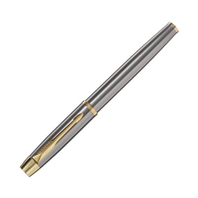 Ручка подарочная роллер в кожзам футляре, корпус серебро, золото