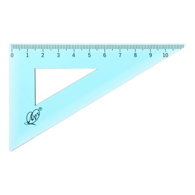 Набор чертёжный 4 предмета (линейка 15 см, угольник 30 °/ 60 °, 10 см; угольник 45 °/ 45 °, 8 см; транспортир 180 °, 9 см), прозрачный синий