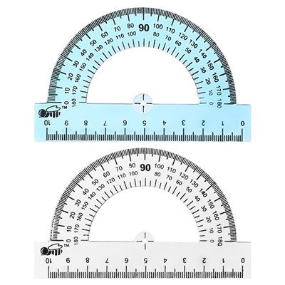 Транспортир 180°/10 см, Calligrata, пластиковый, прозрачный, зеленый, микс