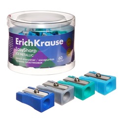 Точилка 1 отверстие ErichKrause "EasySharp" Ice Metallic, пластиковая, МИКС