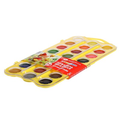Акварель медовая 24 цвета, ЗХК "Цветик", без кисти, жёлтый пластиковый футляр с петлей, 27421678