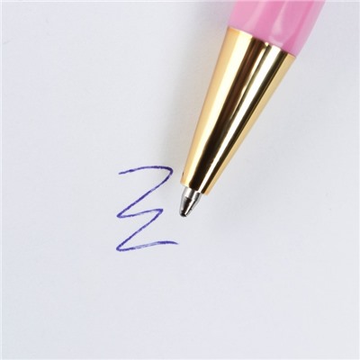 Ручка шариковая синяя паста 0.7 мм «8 марта» пластик с тиснением на корпусе