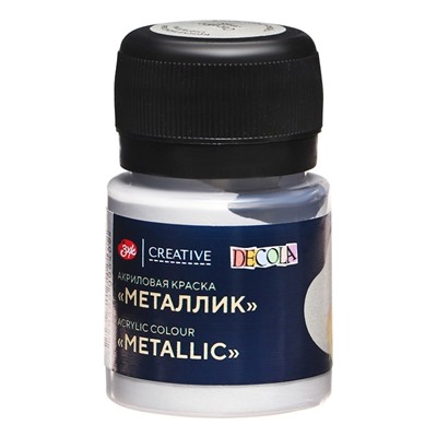 Краска акриловая Metallic 20 мл, ЗХК Decola, серебро, 4926966