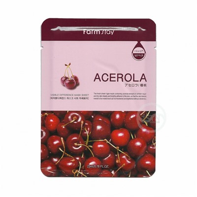 Тканевая маска для лица с экстрактом ацеролы FarmStay Acerola Visible Difference Mask Sheet 23 ml