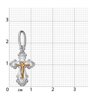 022-08 Крест комбинированый серебро+золото штампованный