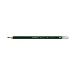 Карандаш художественный чёрнографитный Faber-Castel CASTELL® 9000 профессиональные B с ластиком зелёный